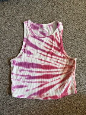 Aeropostale Pink Tie-Dye Ribbed Crop Tank
